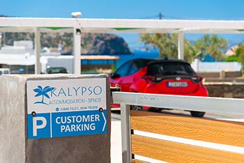 The parking space of Kalypso accommodation in Vathi of Sifnos