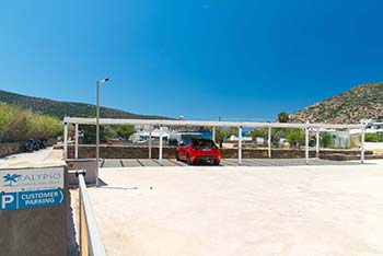 The parking space of Kalypso accommodation in Vathi of Sifnos